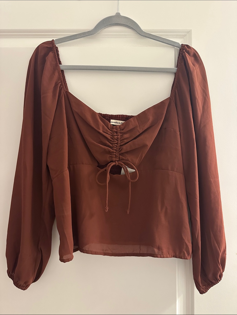 Abercrombie & Fitch Rust Brown Drawstring Peasant Blouse